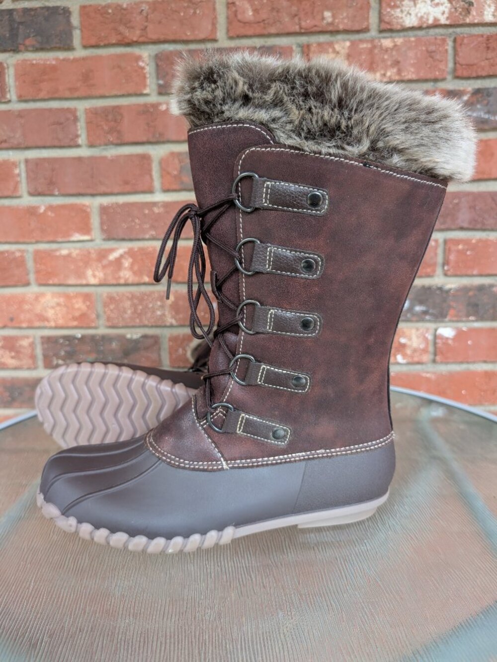 Women's Yuu Fiona Brown Mid Calf Duck Boots Size 10